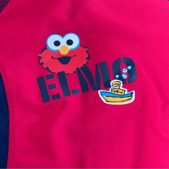 ⭒ 18-24M Sesame Beginnings Elmo Swim Shirt Red Navy Blue Swimwear Boat ⭒ - Picture 2 of 11